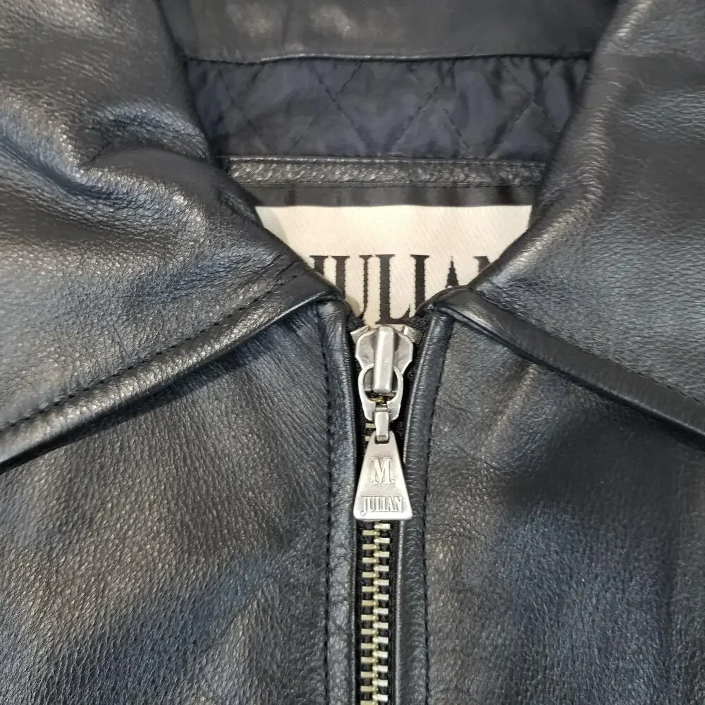 M Julian Leather Jacket Mens Medium Wilsons Zip Quilted Lined Pockets Classic